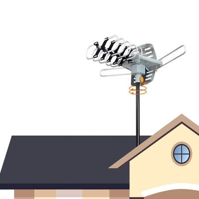 Butterfly Dish Rotation Yagi HD DVB T2 TV Antenna for VHF174-230/UHF470-862 Frequencies